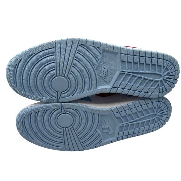 Nike Air Jordan 1 Low Blue Red White Leather Swoosh Womens 11 DC0774-164 Sneaker - Picture 16 of 16